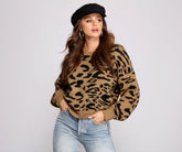 Pullover mit Rundhalsausschnitt und Leopardenmuster